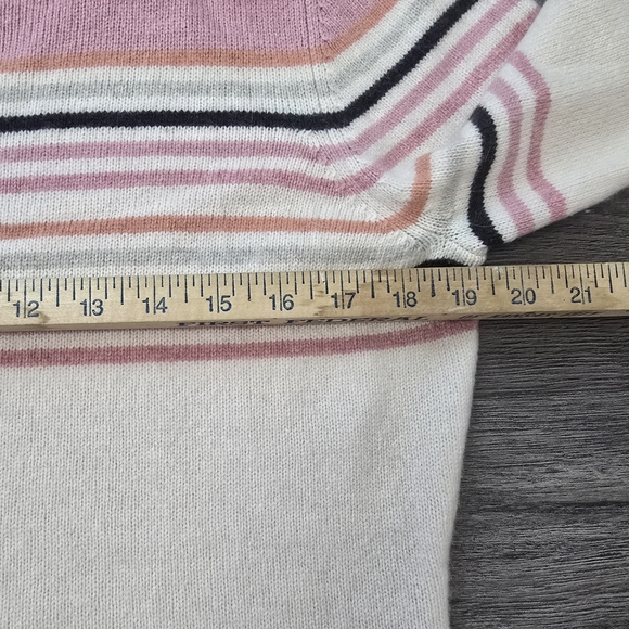 Ann Taylor Loft Pastel Sweater 50% Wool 10% Angora 5% Cashmere Bow Stripes P - Picture 4 of 6